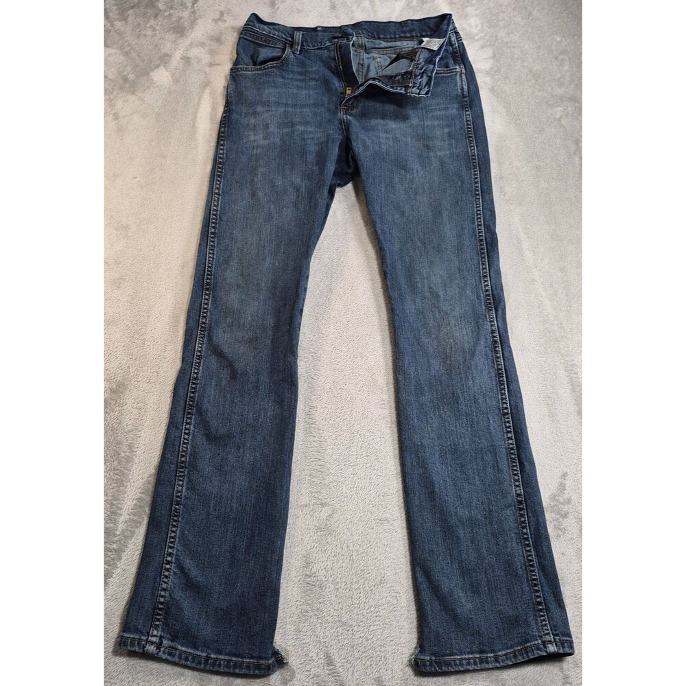 Wrangler FR Jeans Mens 32x36 Blue Med Wash Straight Flame Resistant 10FR77M